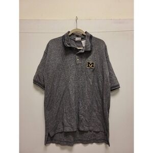 Active NCAA Michigan Wolverines Polo Shirt Mens M Gray Short Sleeve Top